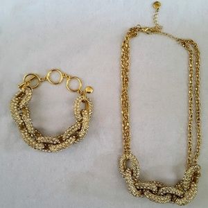 Gold statement necklace & bracelet set